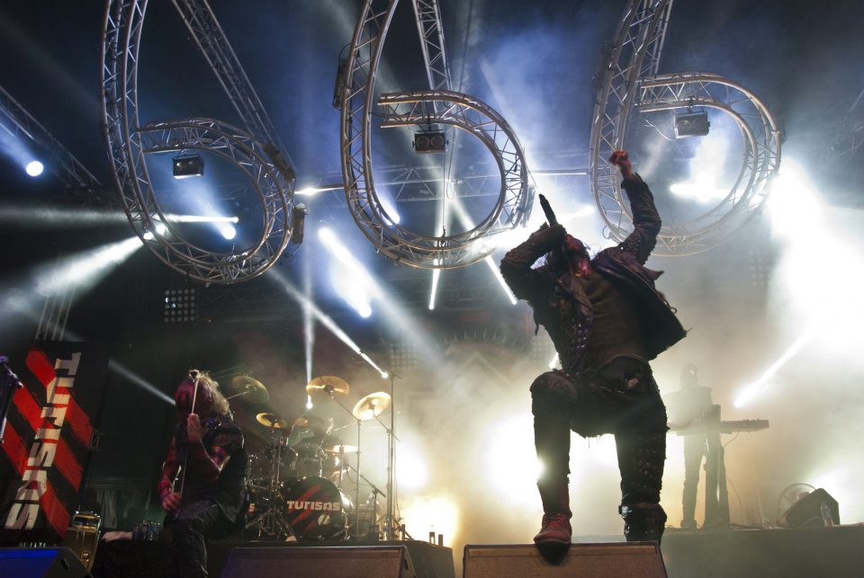 Sans se tromper, on sait à quoi la scène Temple est destinée, Turisas, Hellfest 2014 (Photo : Dominique Clère)