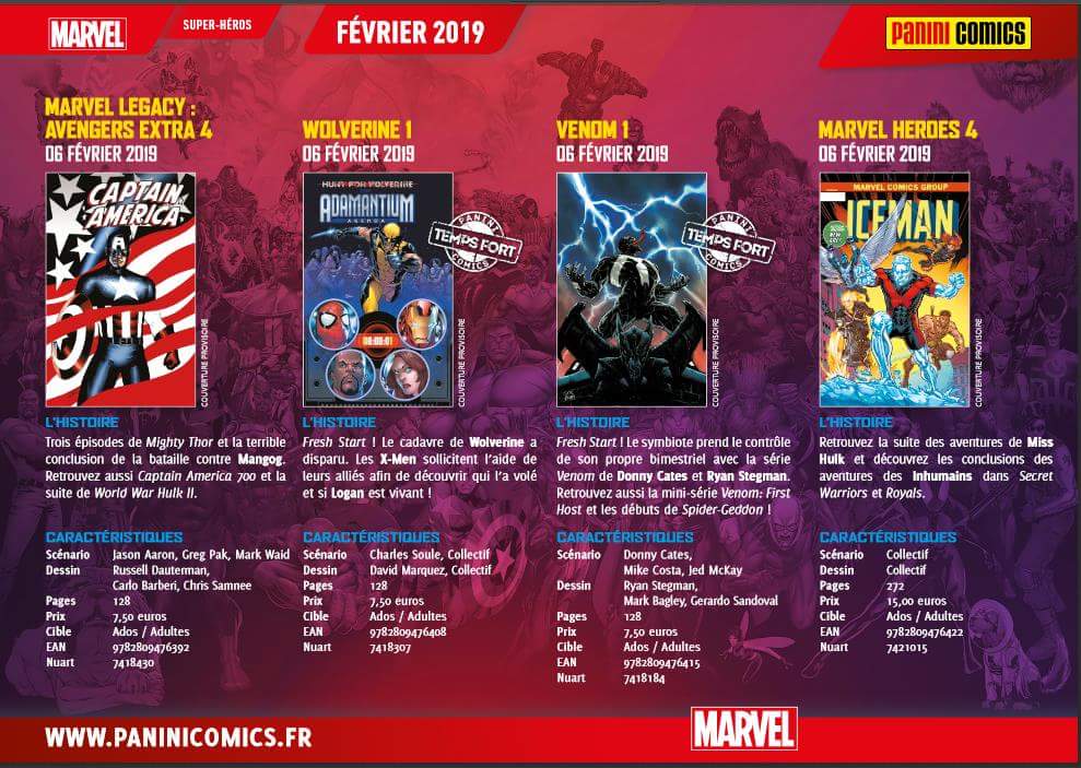 Panini Comics : Sortie février 2019