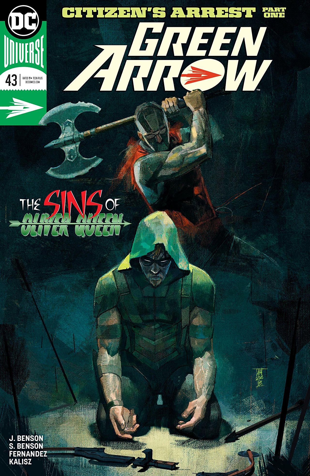 La couverture de Green Arrow #43, premier chapitre du run des sœurs Benson.