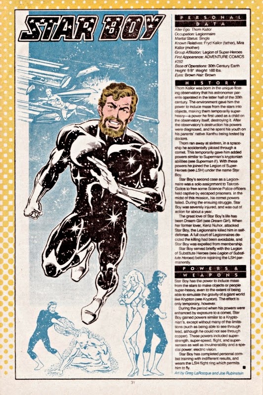 Thom Kallor n'a fait aucun commentaire, mais aurait dit à ses amis de la Légion des Super-Héros que de toute façon, il n'y aura jamais qu'un seul Star Boy dans les comic books ! (DC Comics)