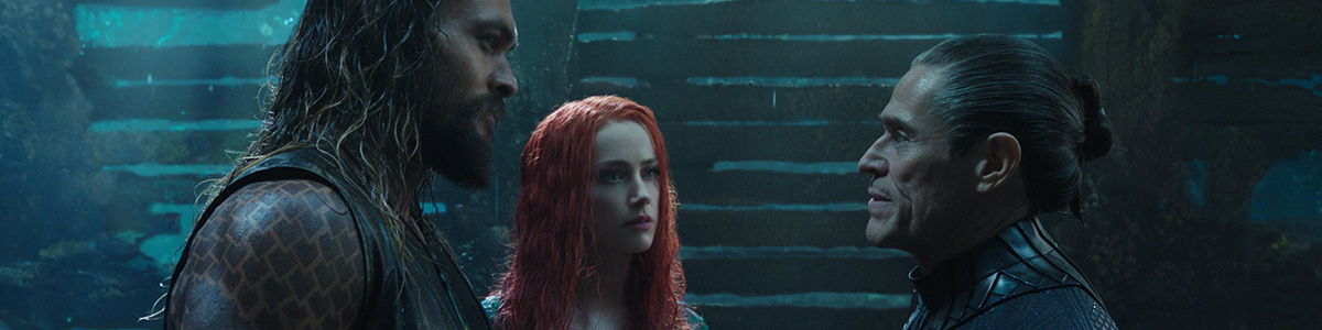 Aquaman (Jason Momoa), Mera (Amber Heard) et Vulko (Willem Dafoe)