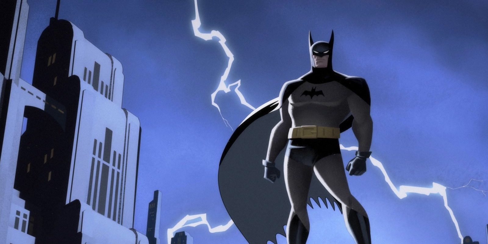 Batman sous l'orage dans Batman: Caped Crusader.