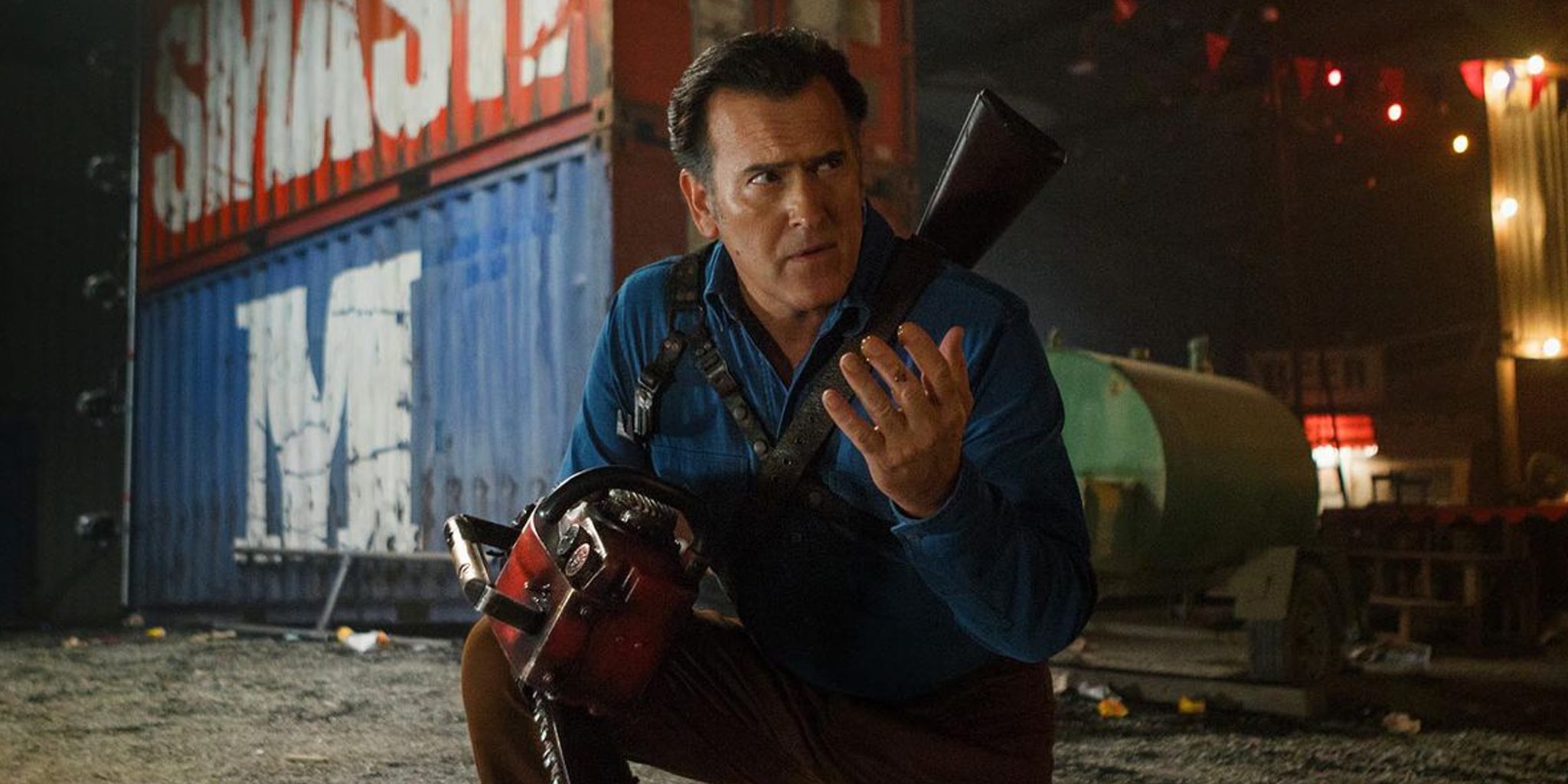 Bruce Campbel dans le rôle d'Ash Williams dans la série Ash vs Evil Dead