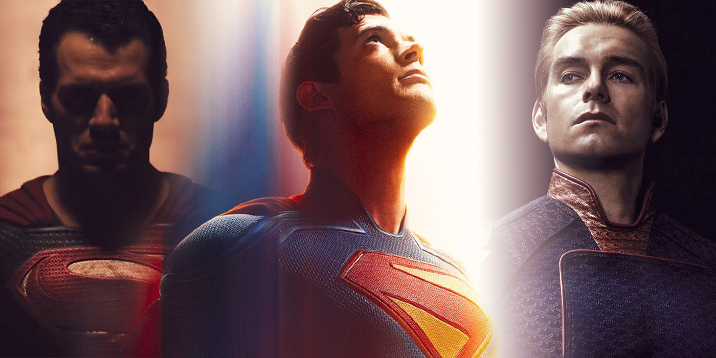 Le Superman (Henry Cavill) de Man of Steel, le Superman (David Corenswet) et Homelander (Antony Starr) de The Boys.