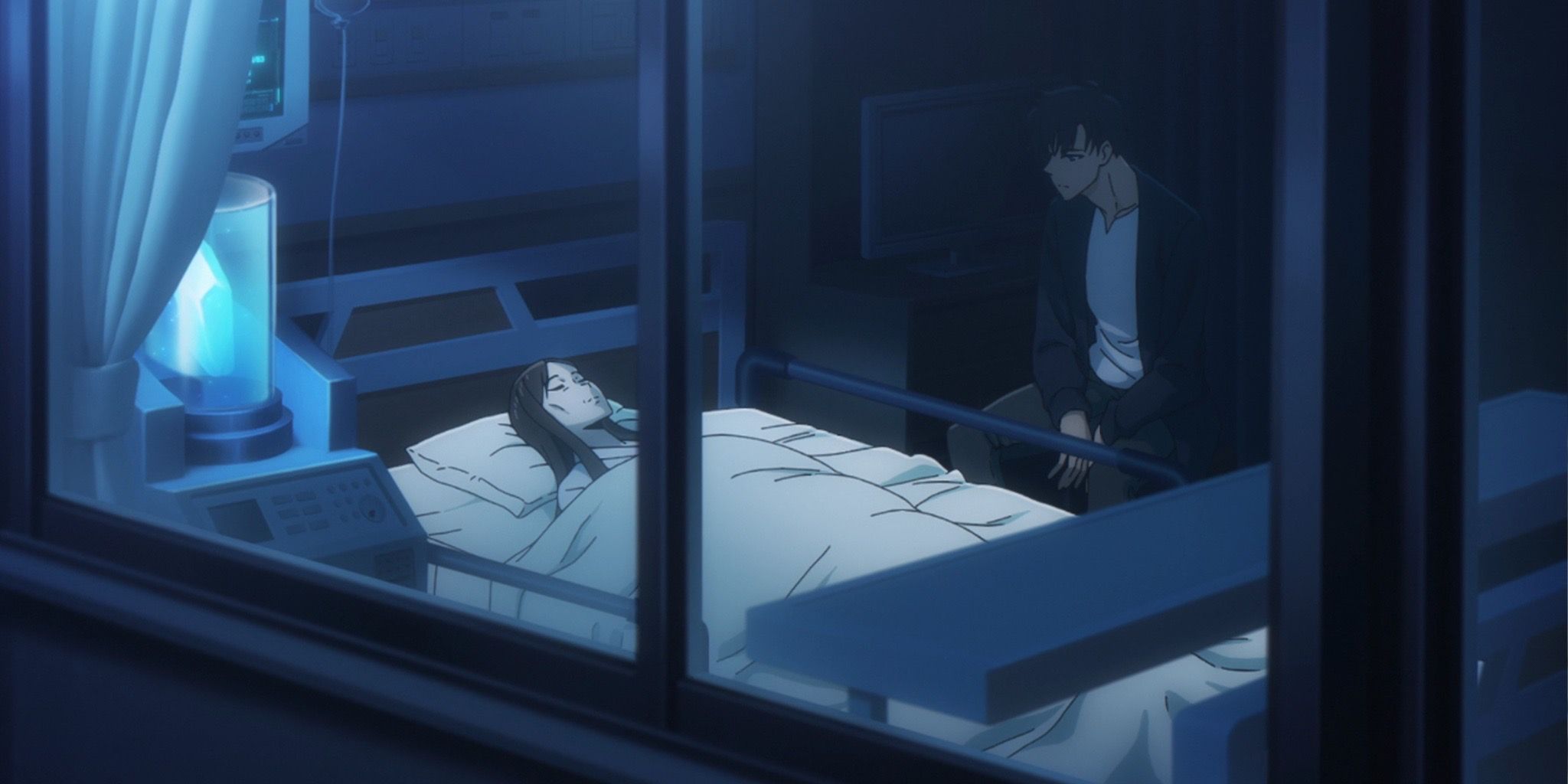 Sung Joinwoo au chevet de sa mère malade, à l'hôpital dans l'épisode 4 de la saison 2 de Solo Leveling.