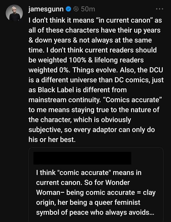Déclaration de James Gunn à propos de la fidélité des adaptations aux comics - DC Studios