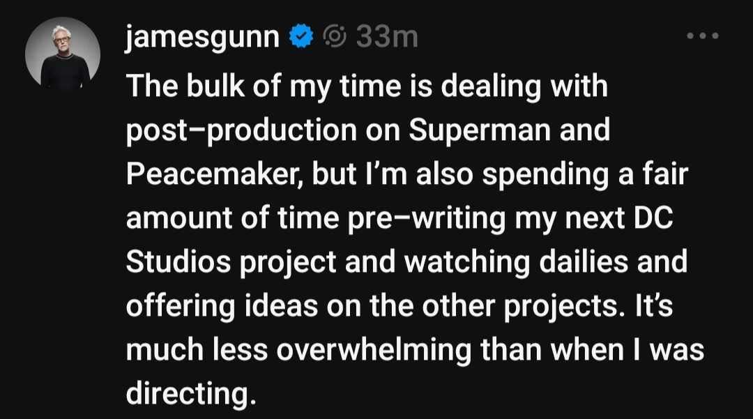Déclaration de James Gunn sur Threads.