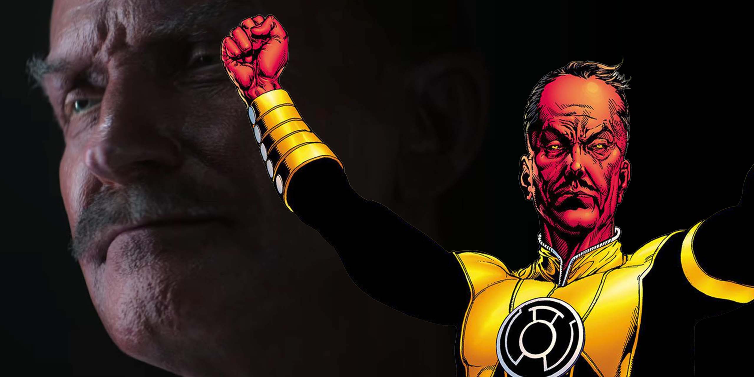 Sinestro (Ulrich Thomsen) dans la série Lanterns et le Sinestro des comics Green Lantern.