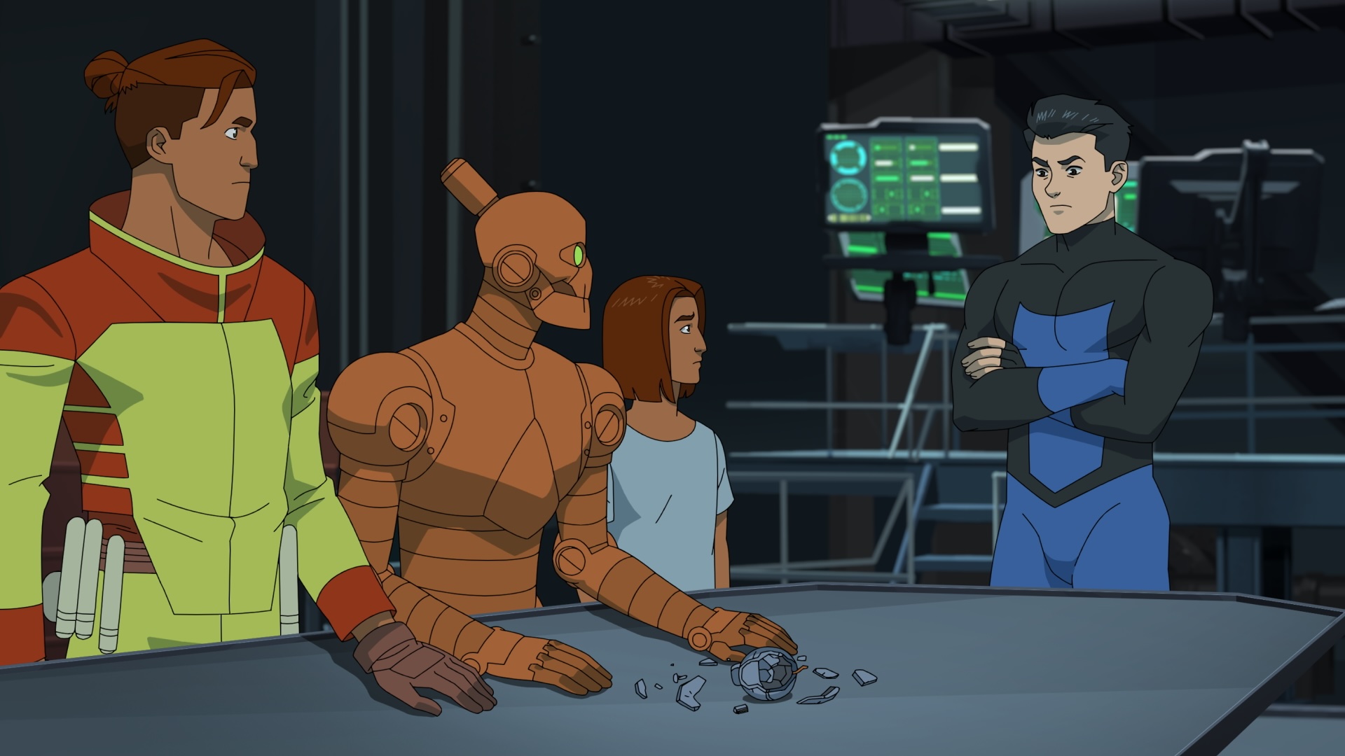 Mark Grayson et les Gardiens du Globe dans l'épisode 4 de la saison 3 d'Invincible.