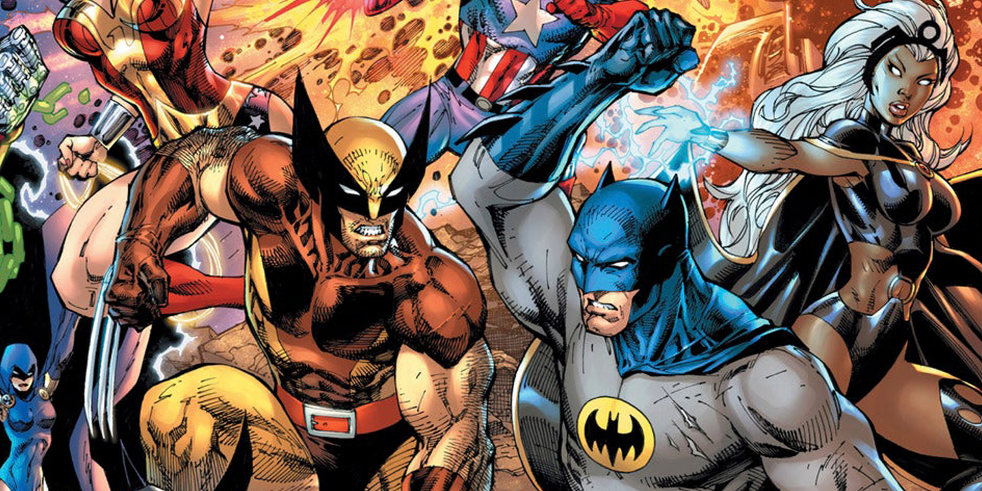 Couverture de l'omnibus Marvel vs DC, dessiné par Jim Lee.