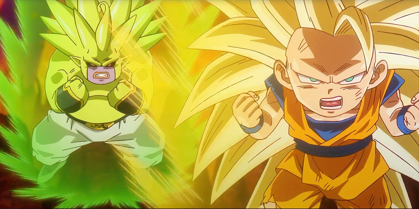 Majin Duu « devient » Super Saiyan 3 avec Goku dans l'épisode 18 de Dragon Ball DAIMA.