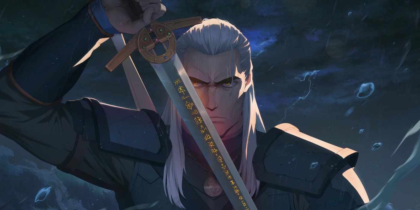 Geralt de Riv dans Witcher : les Sirènes des Abysses sur Netflix.