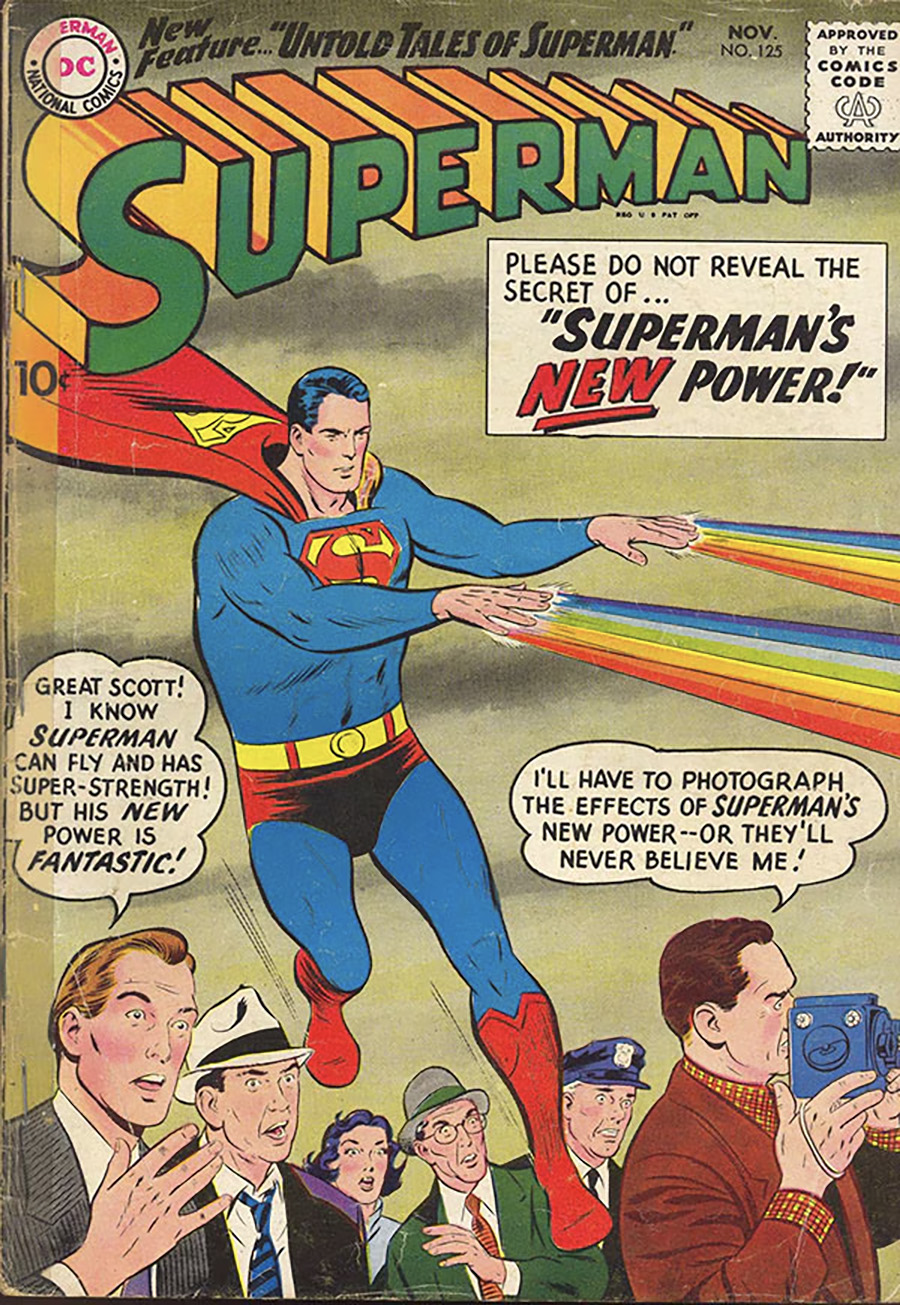 Le héros kryptonien lance des arcs-en-ciel sur la couverture de Superman #125 - DC Comics