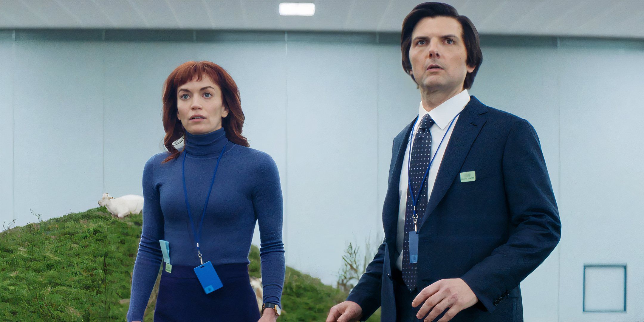 Helly (Britt Lower) et Mark (Adam Scott) dans la série Severance sur Apple TV+.
