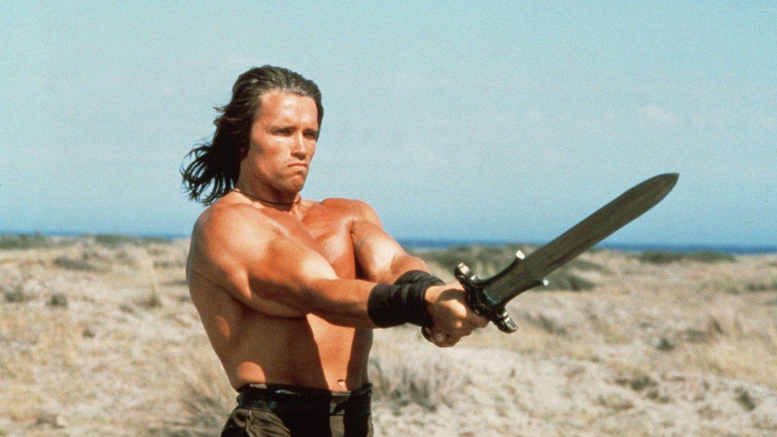 Arnold Schwarzenegger dans Conan le Barbare.