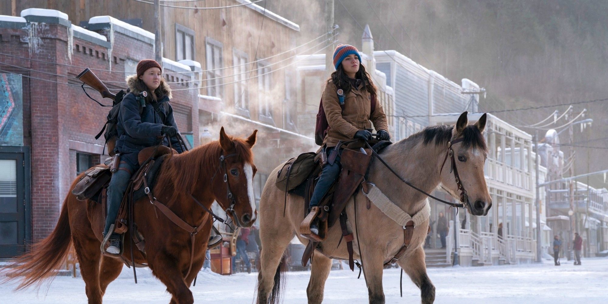 Ellie et Dina à cheval dans l'épisode 1 de la saison 2 de The Last of Us sur Max.