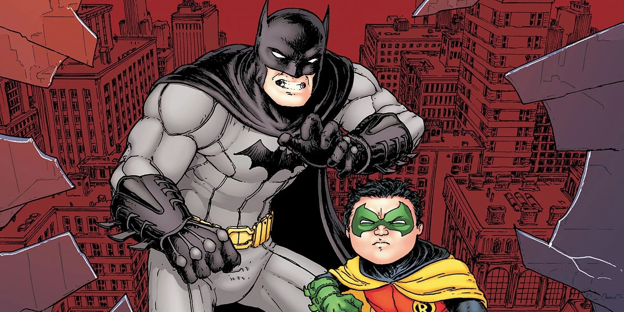 Batman et son fils Damian Wayne, alias Robin.