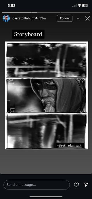 Un extrait du storyboard de la série Lanterns posté par Garret Dillahunt avant de le supprimer aussitôt des réseaux sociaux.