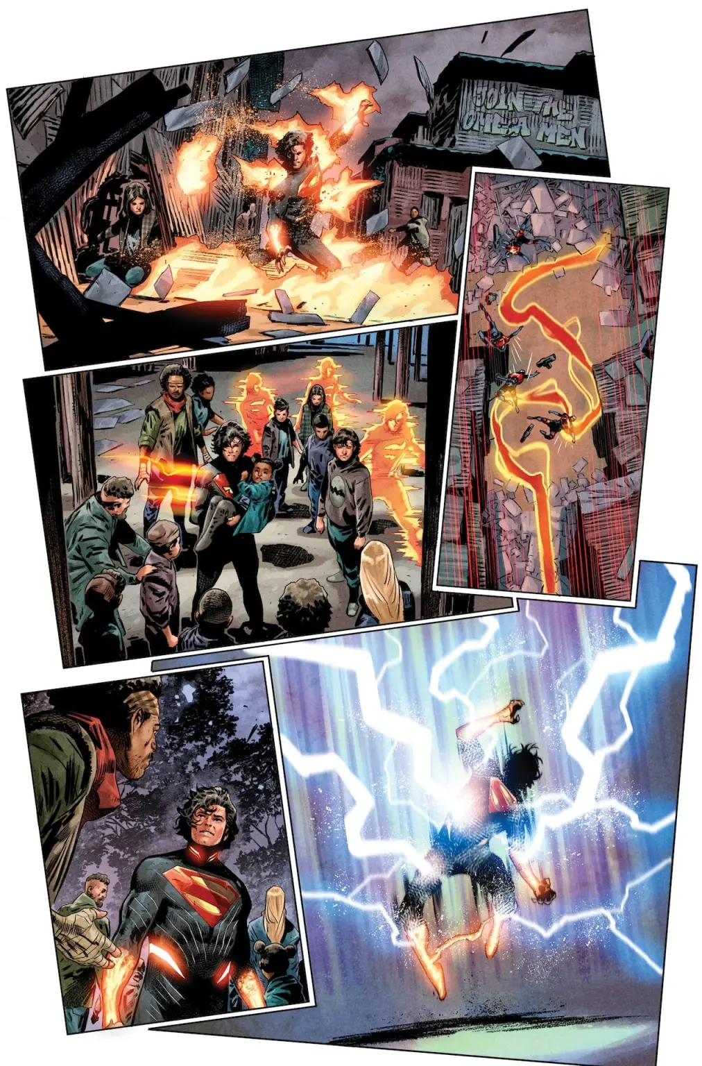 Superman protège les opprimés dans Absolute Superman, scénario de Jason Aaron, dessins de Rafa Sandoval