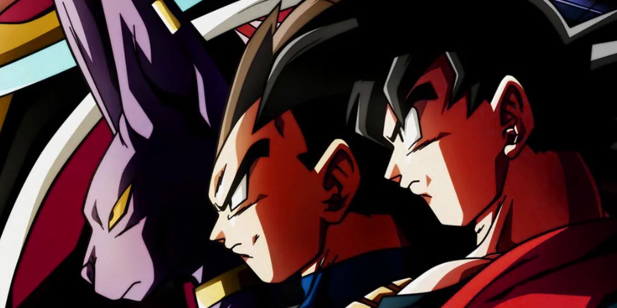 Beerus, Vegeta et Goku, dans Dragon Ball Super.