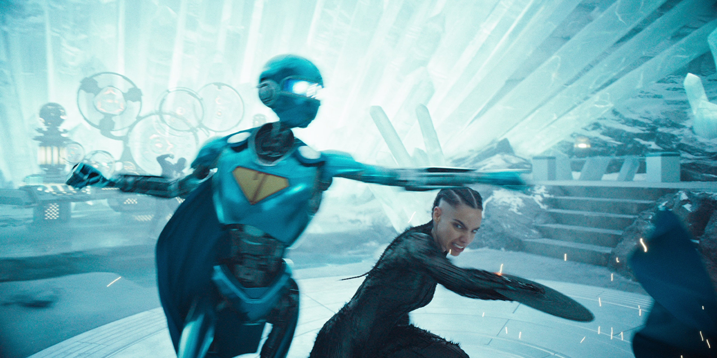 L'Ingénieure combat les robots de Superman dans la Forteresse de Solitude.