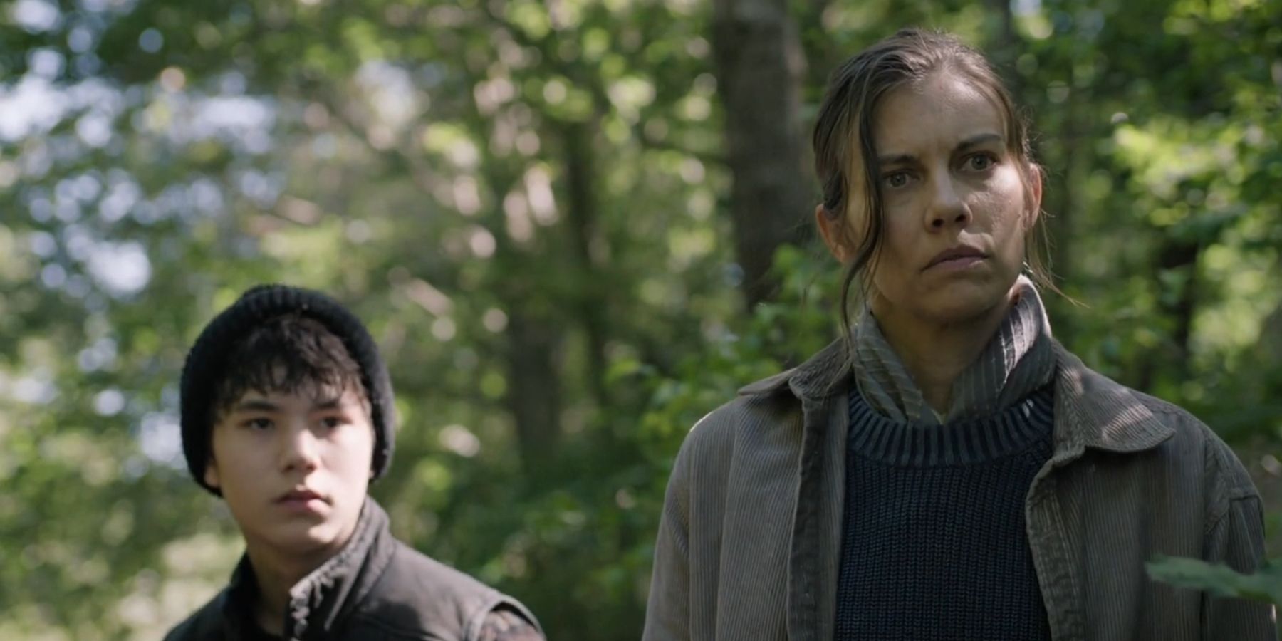 Maggie (Lauren Cohan) et Hershel (Logan Kim).