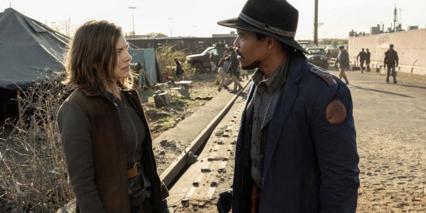 Maggie (Lauren Cohan) et Perlie Armstrong (Gaius Charles) dans The Walking Dead : Dead City.