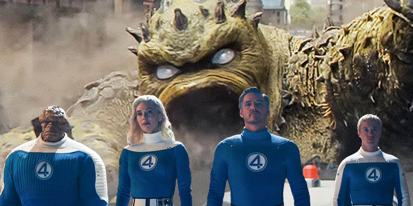 Giganto attaque New York, face à Reed Richards, Sue Storm, Johnny Storm et Ben Grimm dans Les Quatre Fantastiques : Premiers Pas.