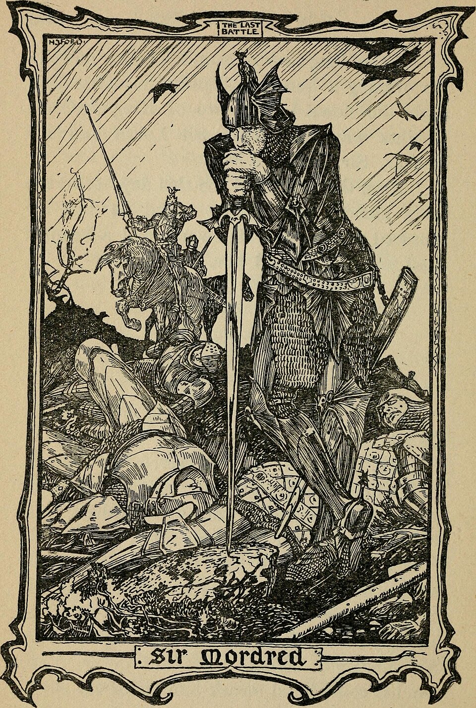 Mordred, le fils d'Arthur, dessin de Andrew Lang en 1902.