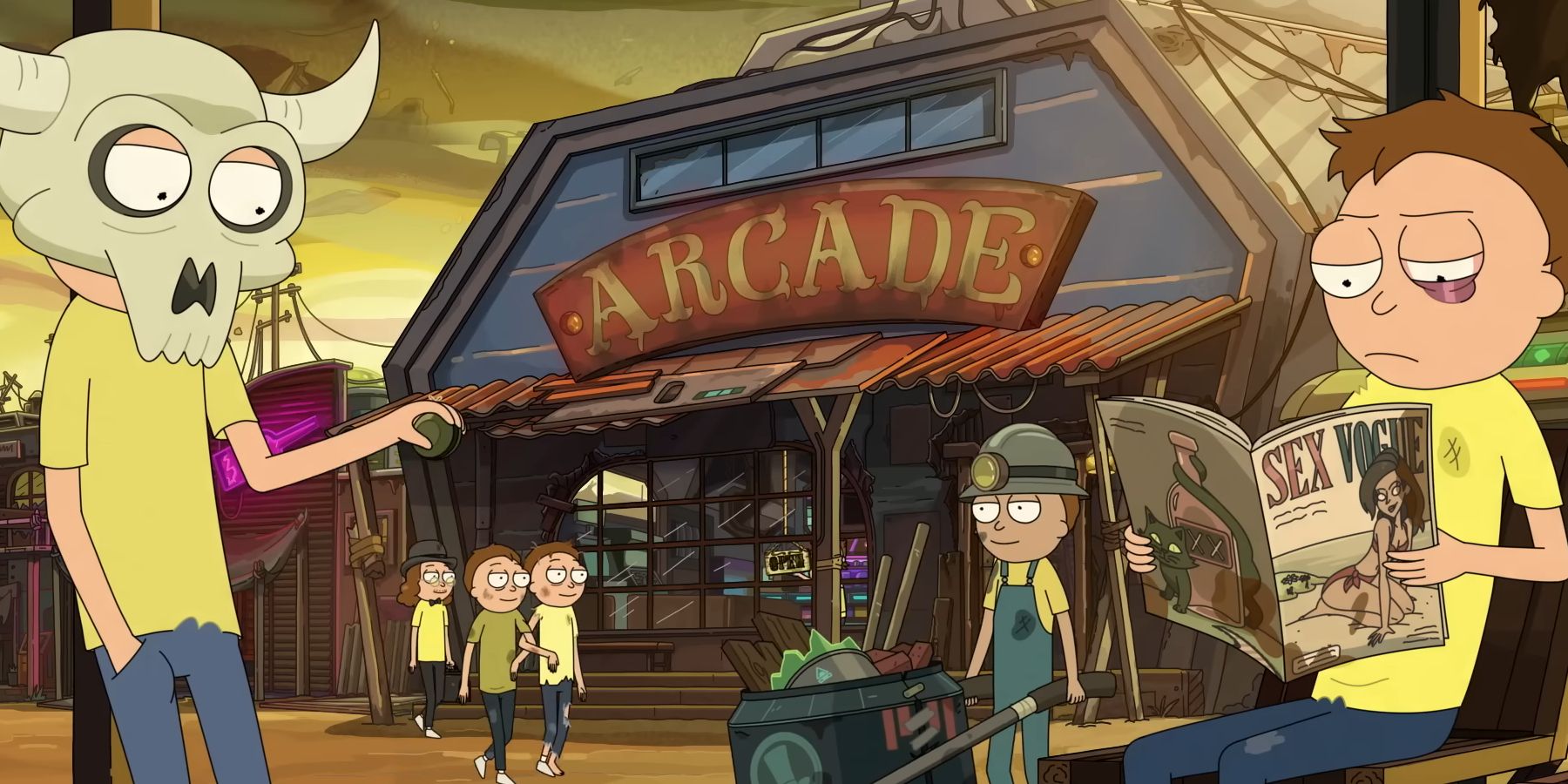 Mortytown, dans l'épisode 3 de la saison 8 de Rick et Morty.