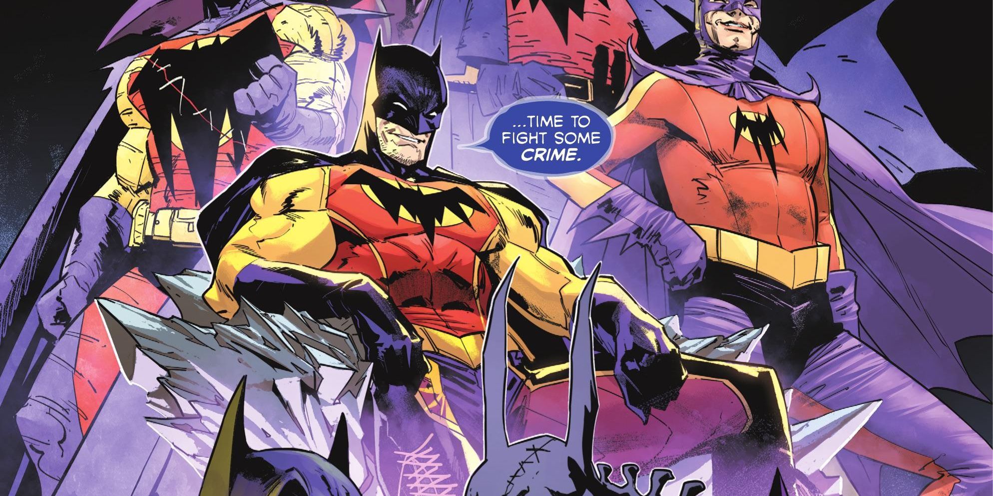 Les Batman de Zur-En-Arrh de différentes réalités.