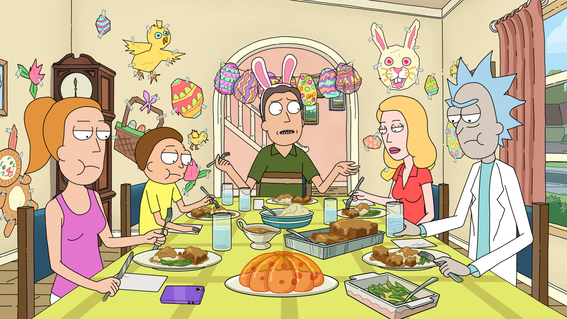 Jerry fête Pâques en famille dans Rick and Morty