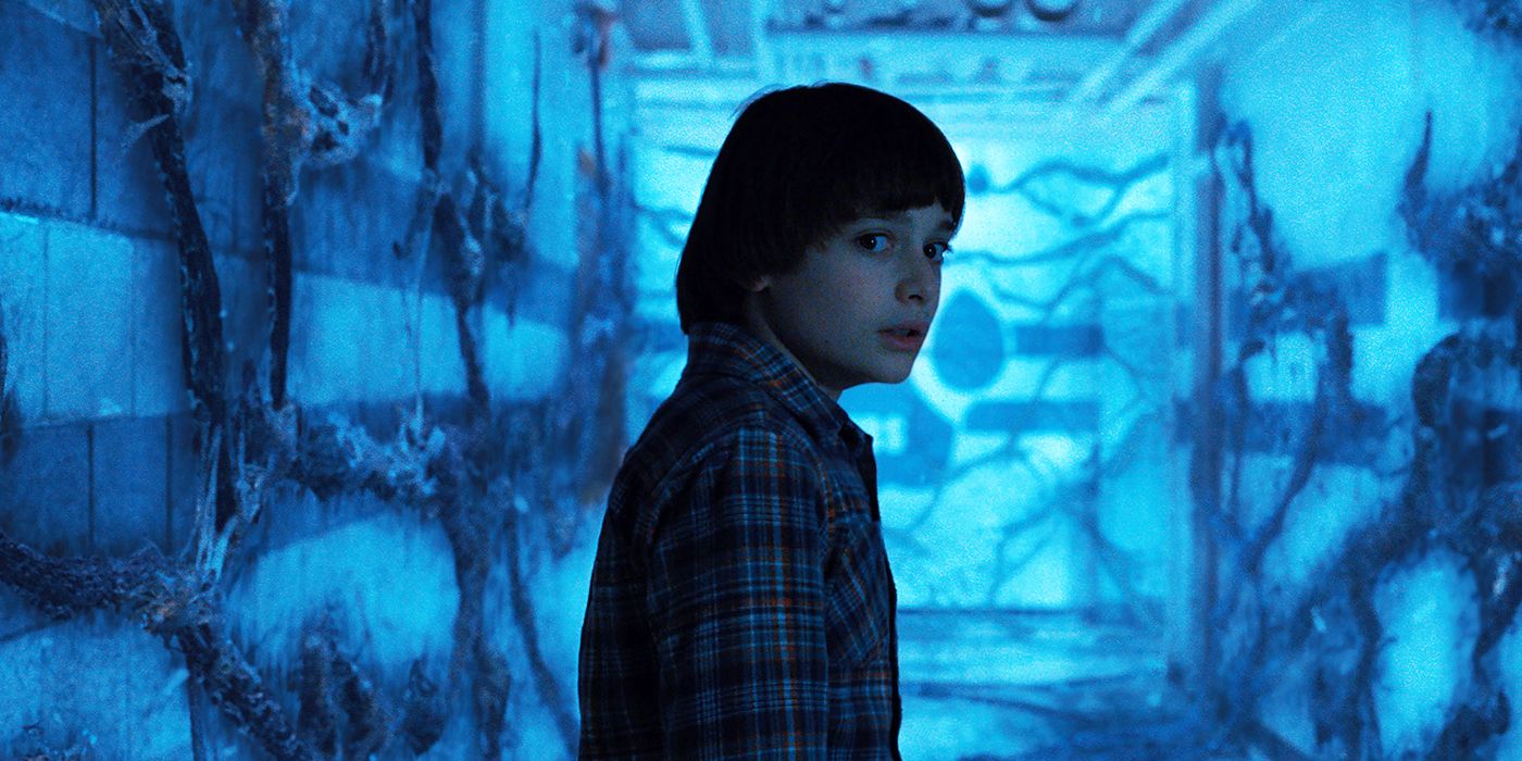 Noah Schnapp dans le rôle de Will Byers explorant l'Upside Down et ayant l'air inquiet dans Stranger Things.