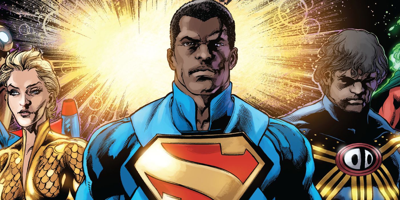 Les héros DC de Terre-2, donc Calvin Ellis, le Superman président.