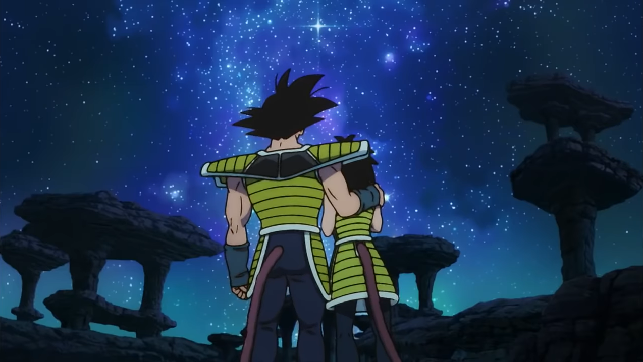 Gine et Bardock assiste au départ de Goku sur la planète Vegeta dans Dragon Ball Super: Broly.