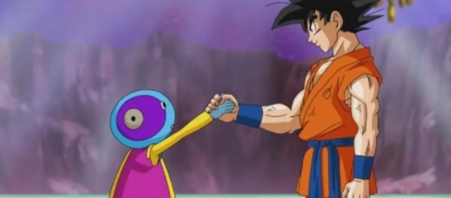 Zeno serrant la main de Goku dans Dragon Ball Super.