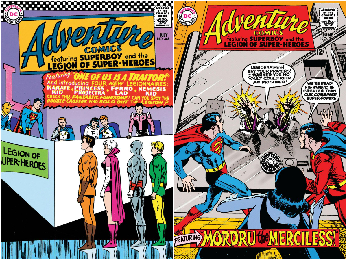 Les couvertures de Adventure Comics chez DC Comics, sur lesquelles  a travaillé Jim Shooter.