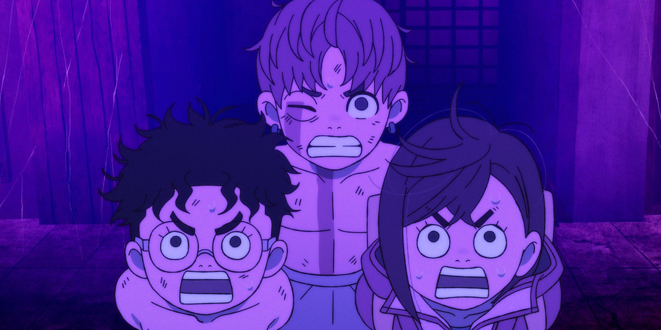 Momo, Okarun et Jiji prisonniers dans l'épisode 3 de la saison 2 de Dan Da Dan.