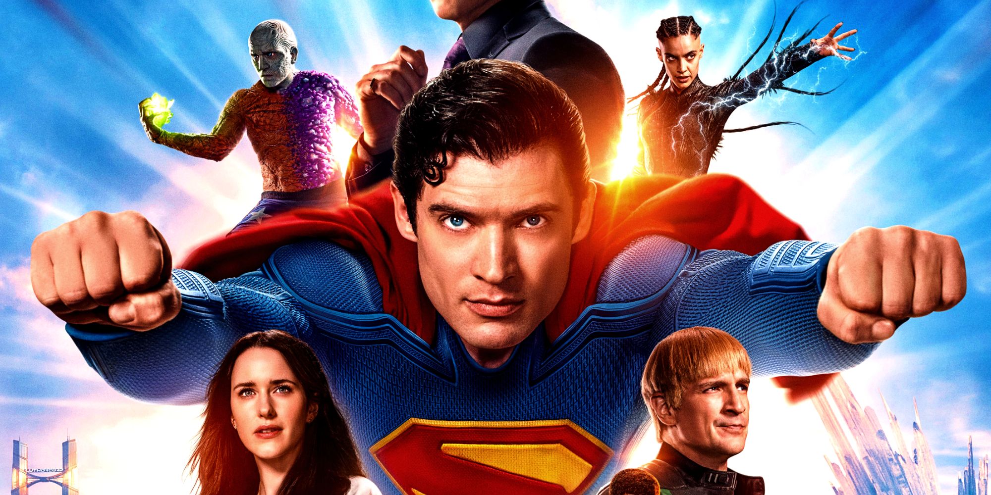 Poster de Superman, avec Lois Lane, Metamorpho, l'Ingénieure, Guy Gardner et Mr Terrifc.