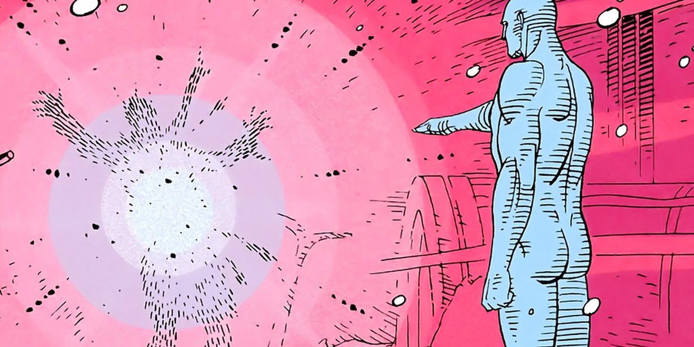 Le Dr Manhattan désintègre Rorschach dans Watchman.