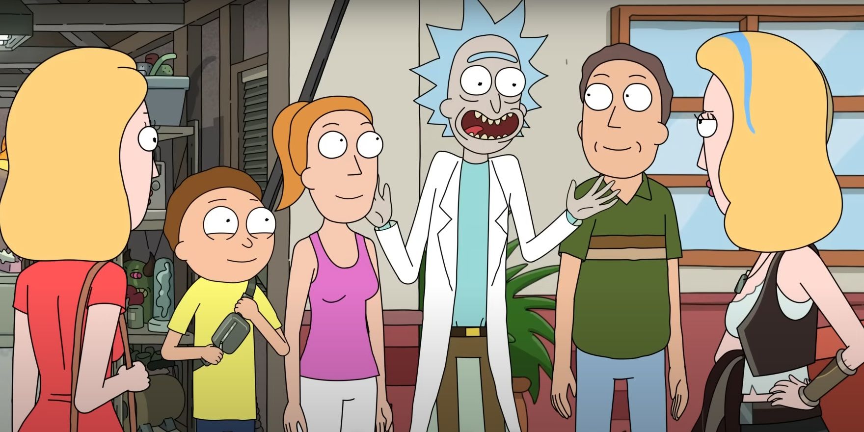 Rick, Morty, Beth et toute la famille dans l'épisode 6 de la saison 8 de Rick & Morty.