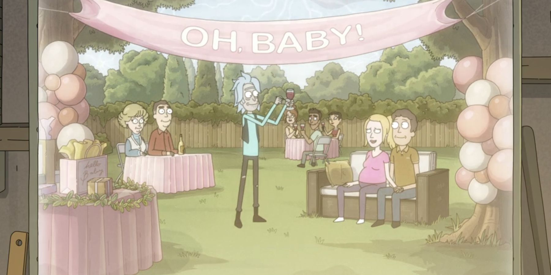 Souvenir-de-Rick, présent à la naissance du bébé de Jerry et Beth dans le final de la saison 8 de Rick et Morty.