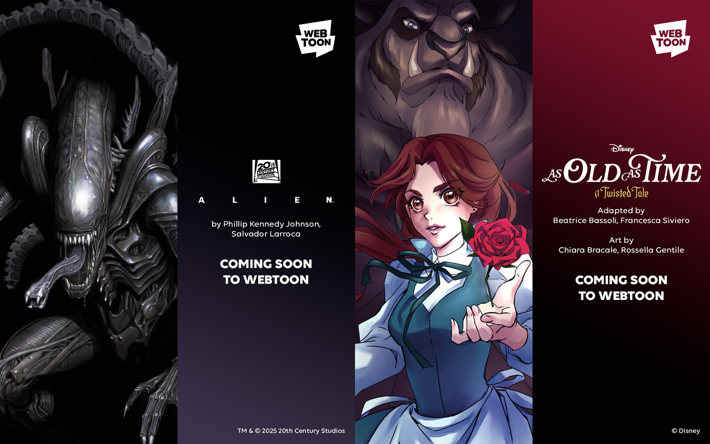 Alien et La Belle et la Bête de Disney débarquent en Webtoon.