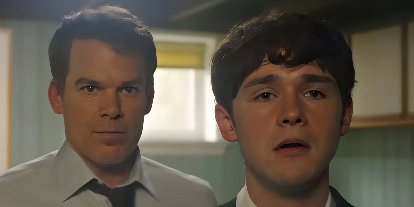 Harrison et son père Dexter Morgan, dans la saison 1 de Dexter: Resurrection.
