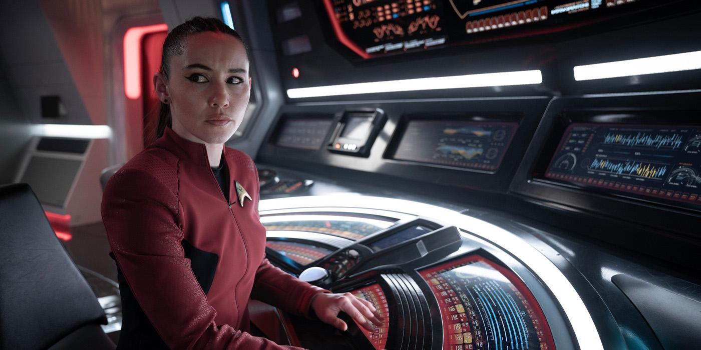 Christina Chong dans le rôle de La'an dans l'épisode 7 de la saison 3 de Strange New Worlds en streaming sur Paramount+.