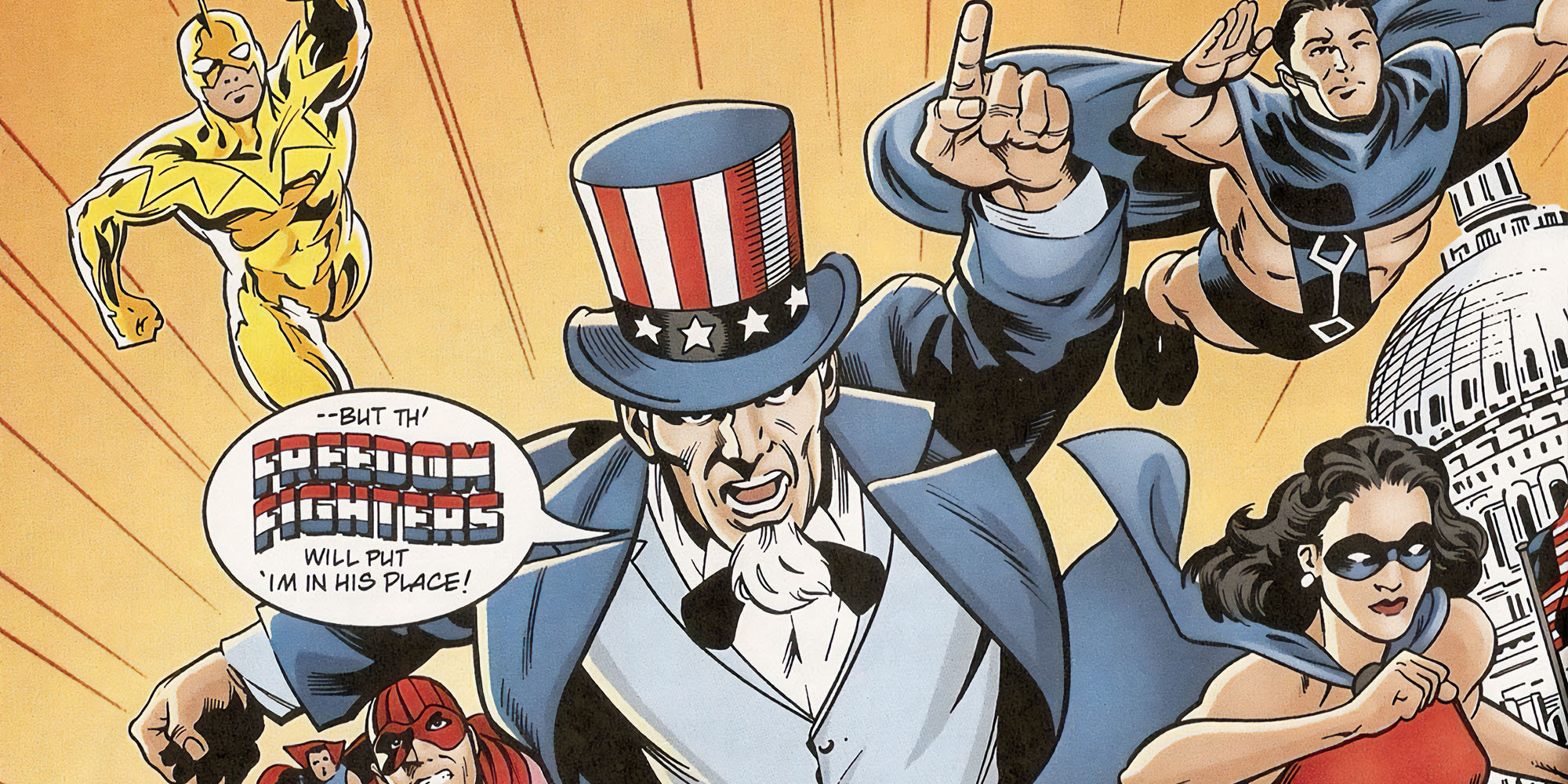 Les Freedom Fighters combattant sur la Terre-X.