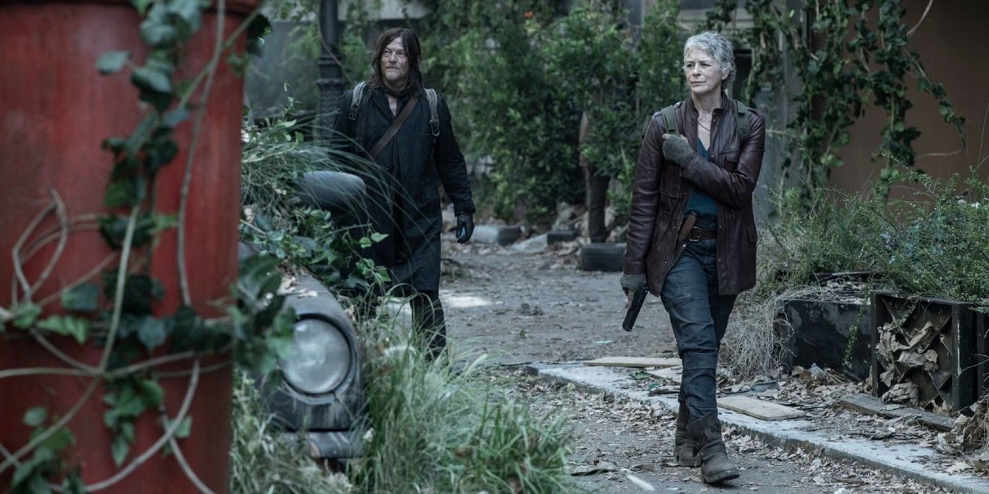 Daryl et Carol en Angleterre dans l'épisode 1 de la saison 3 de The Walking Dead: Daryl Dixon.