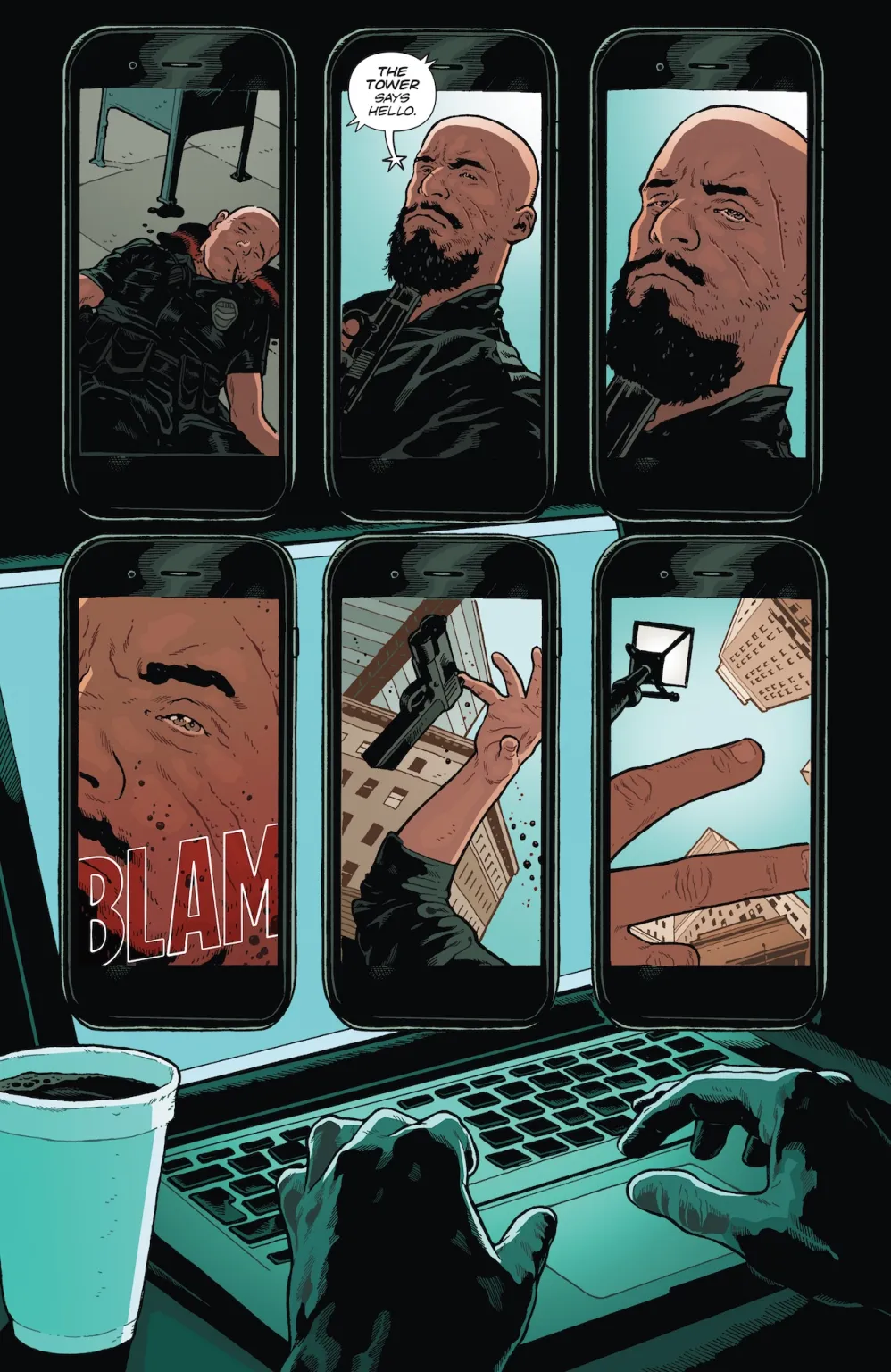 Page 1 de Red Hood #1 (DC Comics), écrit par Gretchen Felker-Martin et illustré par Jeff Spokes.