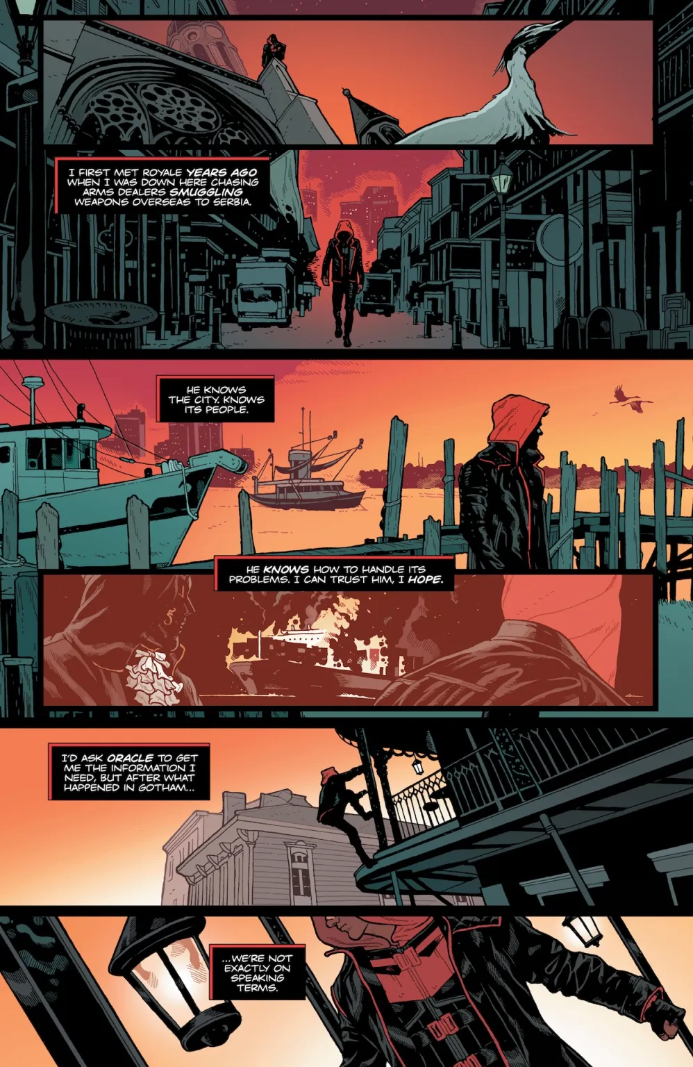 Page 5 de Red Hood #1 (DC Comics), écrit par Gretchen Felker-Martin et illustré par Jeff Spokes.