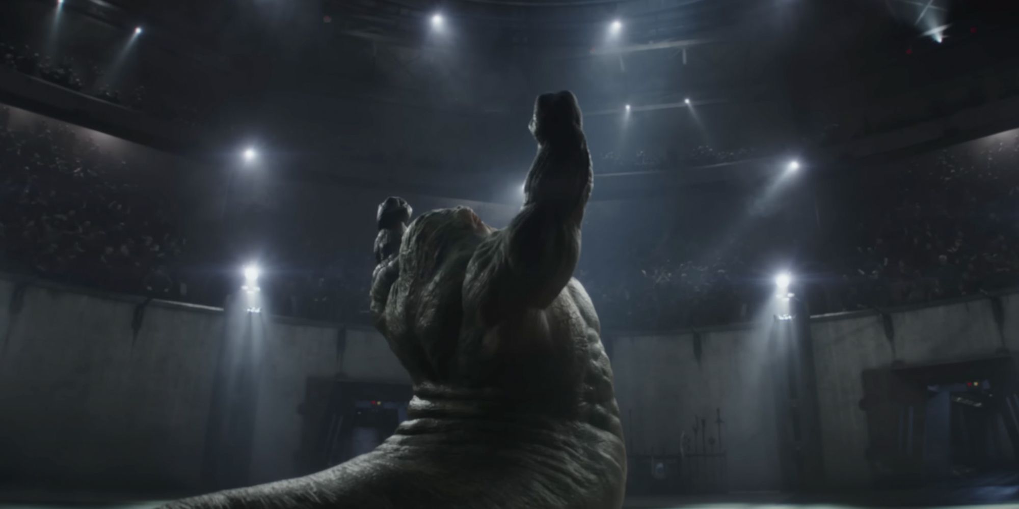 Rotta le Hutt dans une arène de gladiateurs dans The Mandalorian and the Grogu.